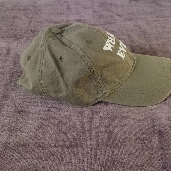 Olive 'WHAT EVER' Embroidered Baseball Cap - Picture 4 of 5